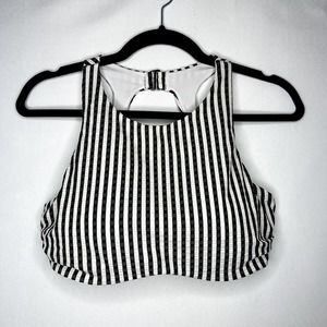 Athleta Black and White Striped Bikini Top